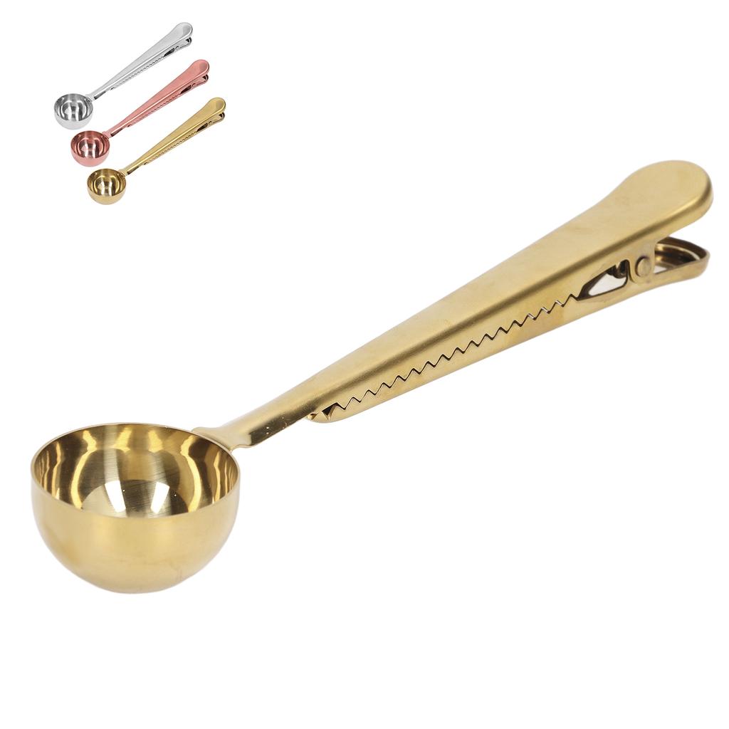 Coffee Spoon Sealing Clip 2 in 1 Stainless Steel Tight Sealing Deepen Design Convenient Practical Co