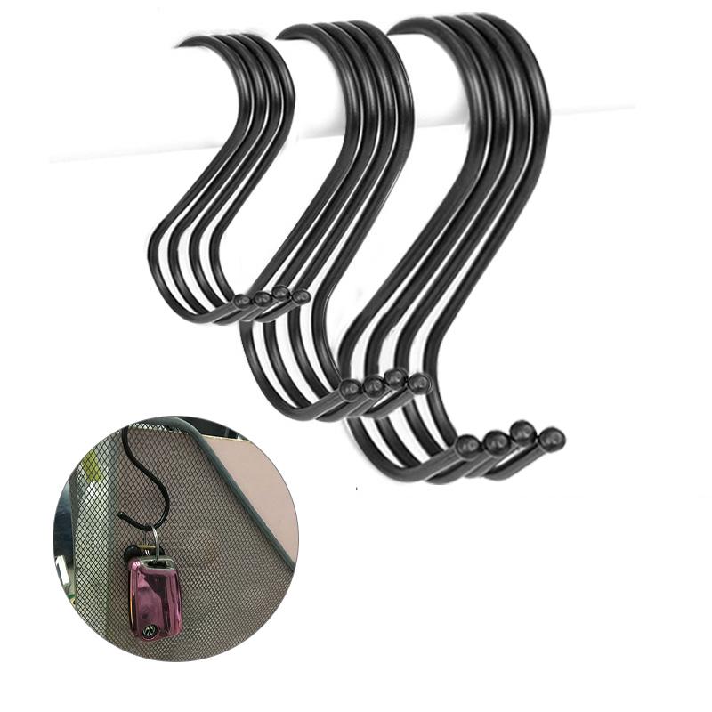 5Pcs Black S Shaped Hooks Kitchen Bathroom Hanging Kitchenware Bag Towels Holder