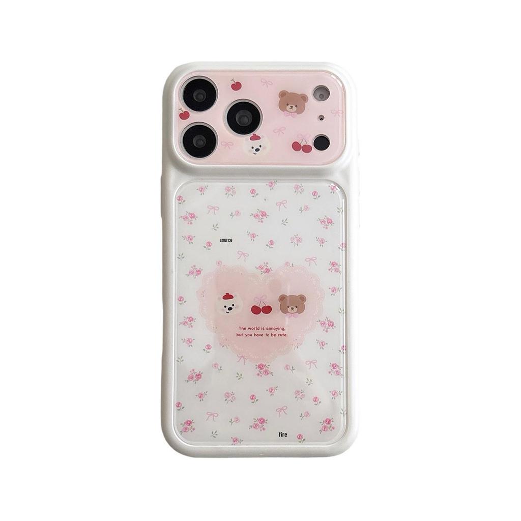 Cartoon Heart Small Dog iPhone 15/17/16 Pro Max Anti-Fall Case with Large Window Design