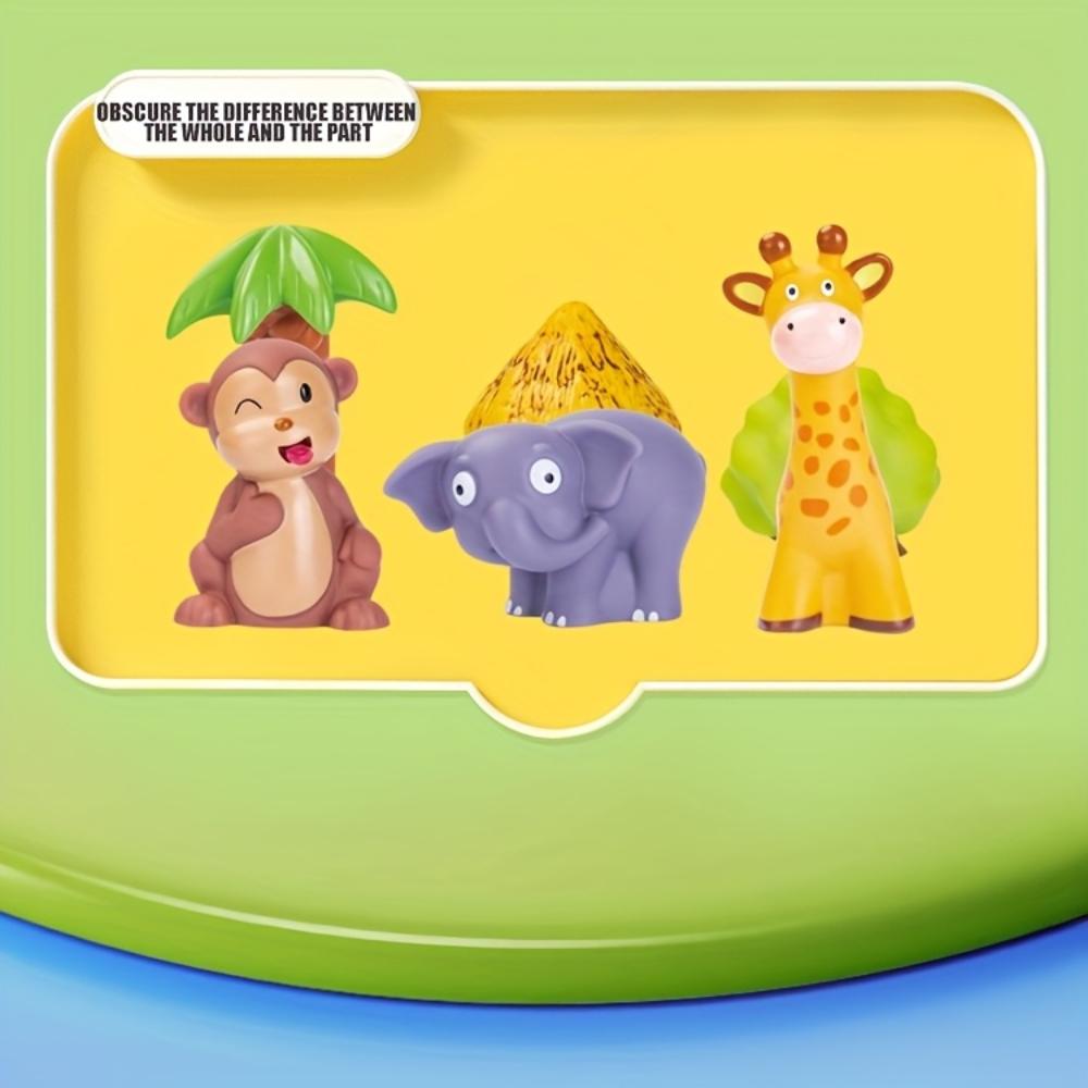 Animal Queuing Game Toy for Kids Educational STEM Learning Toy with 8 Colorful Animal Shapes, Question Cards Flashcards To Develop Spatial Logic