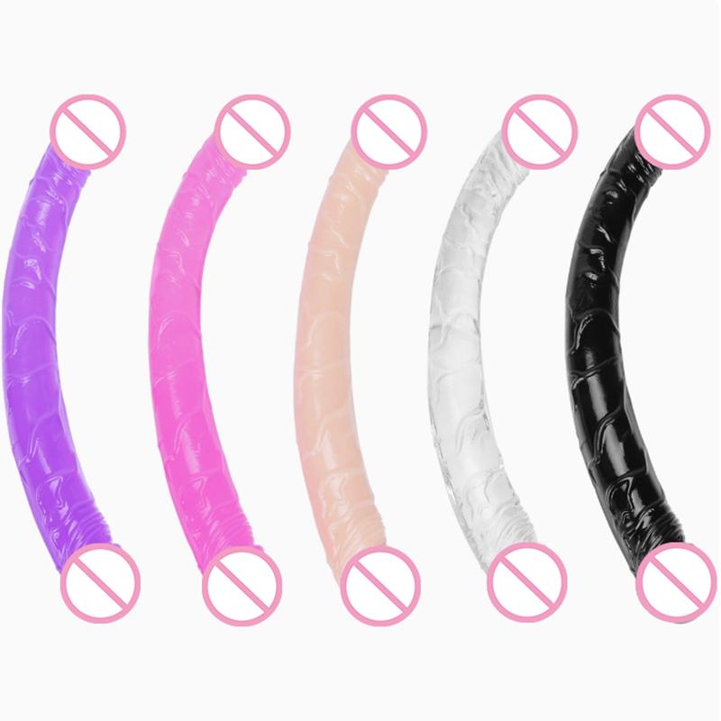 Çift Uçlu Gerçekçi Su Geçirmez Jöle Dildo Esnek Uzun Çift Taraflı Anal Oyun İçin Çiftler İçin G Noktası Stimülatörü Seks Oyuncakları