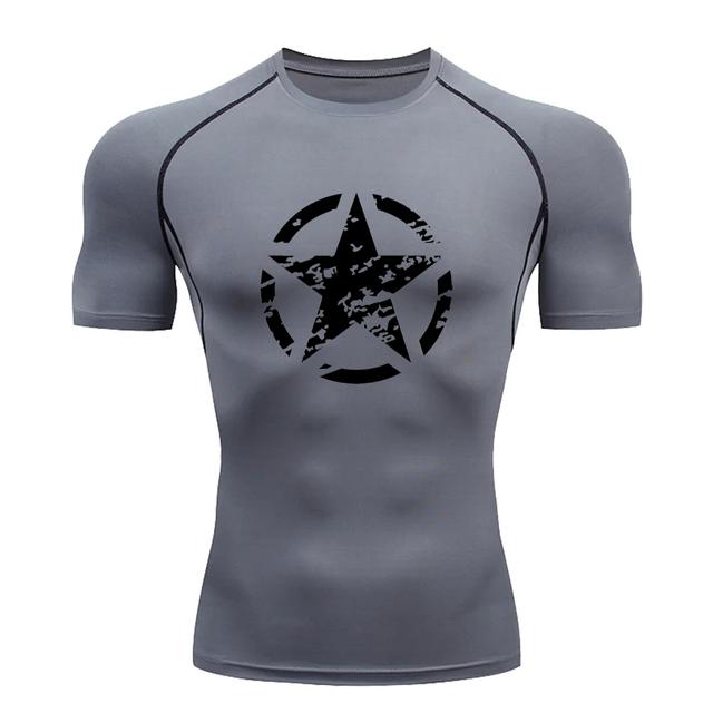 

Летняя модная мужская компрессионная рубашка с принтом, быстросохнущая эластичная футболка для фитнеса, бега, дышащая с коротким рукавом, M-3XL XXXL