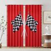 2pcs   Curtains Roller Blinds Race Flag Checkered Versatile Polyester (without rod) Decorations For Home Ldeal for Living Room