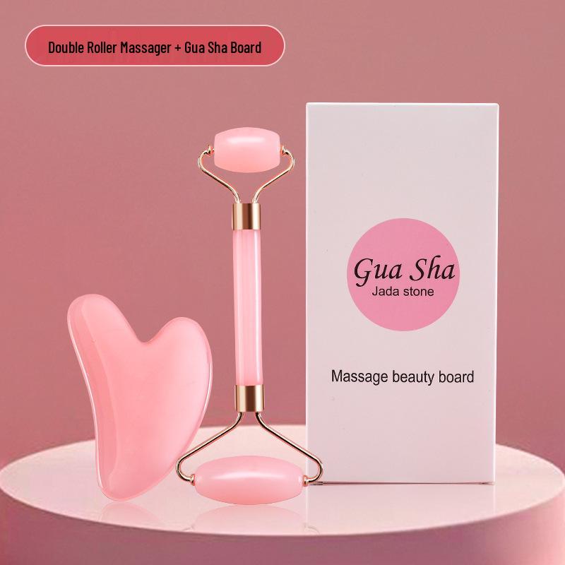 

Rose Quartz Heart Gua Sha & Jade Roller Facial Massage Set