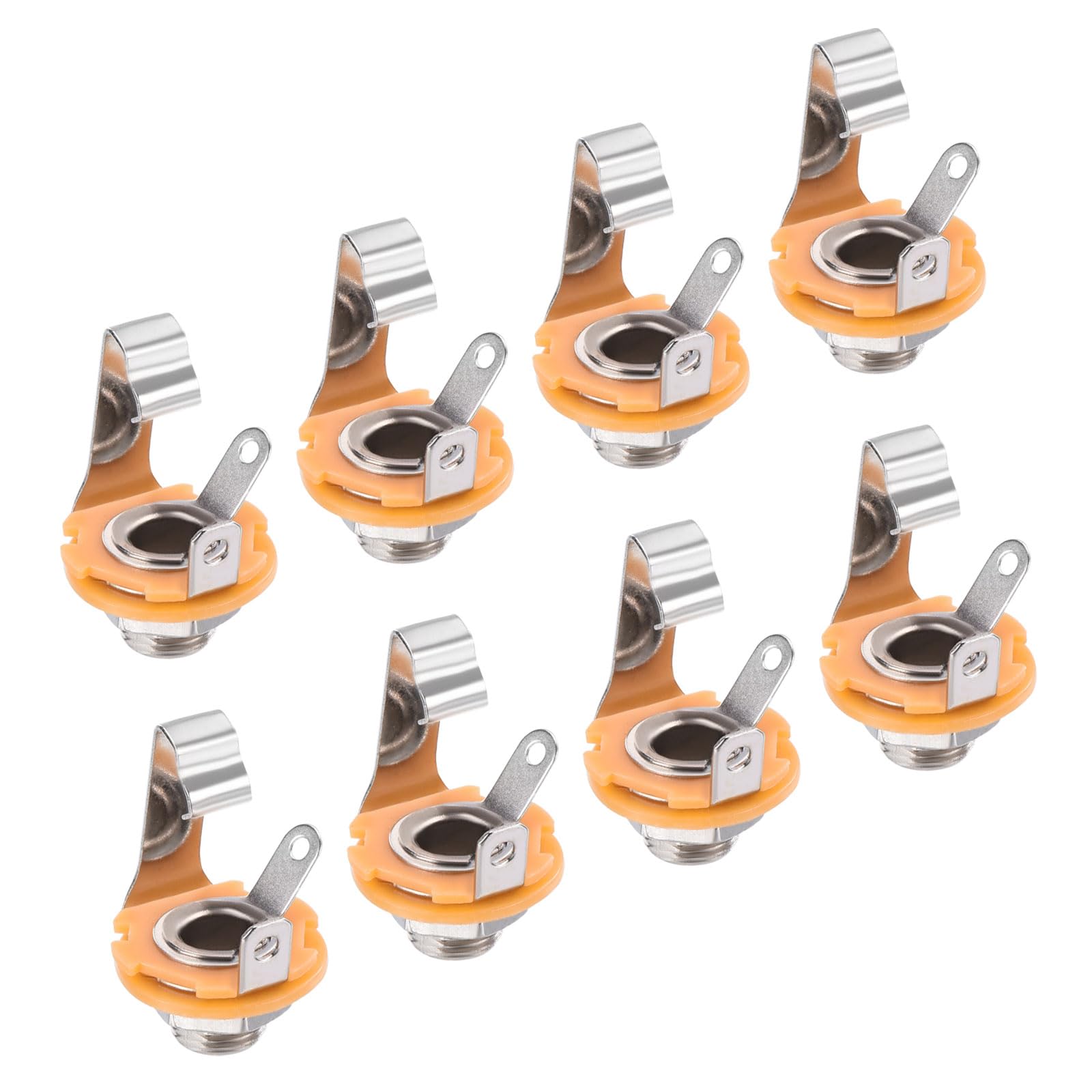 uxcell Гитарный стереоразъем с креплением на панель, моно, для и ножных переключателей, 8 шт. Разъемы, 1/4 гнезда, серебристый, для гитар, бас-гитар, динамиков,