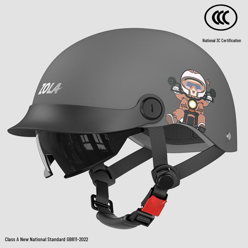 3C Certified Duckbill Electric Vehicle Helmet – Unisex, Lightweight, Sun Protection, Half Helmet, Ear Protection, Ideal for Summer 3C Certified Lacquered