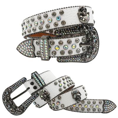 BB Gürtel Europäisch und Amerikanisch Dunkles Geschnitztes Schnallen Strassstein Inlay Gürtel Ins Pailletten Punk Hip-Hop Nieten Dekorativer Gürtel