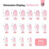 Saviland Nail Everlasting Gel Nail Pink Medium Coffin Nail Full Soft Gel Fake Solid Nail Glue UV Nail French Tip Home DIY 256-Piece Press-On Kit