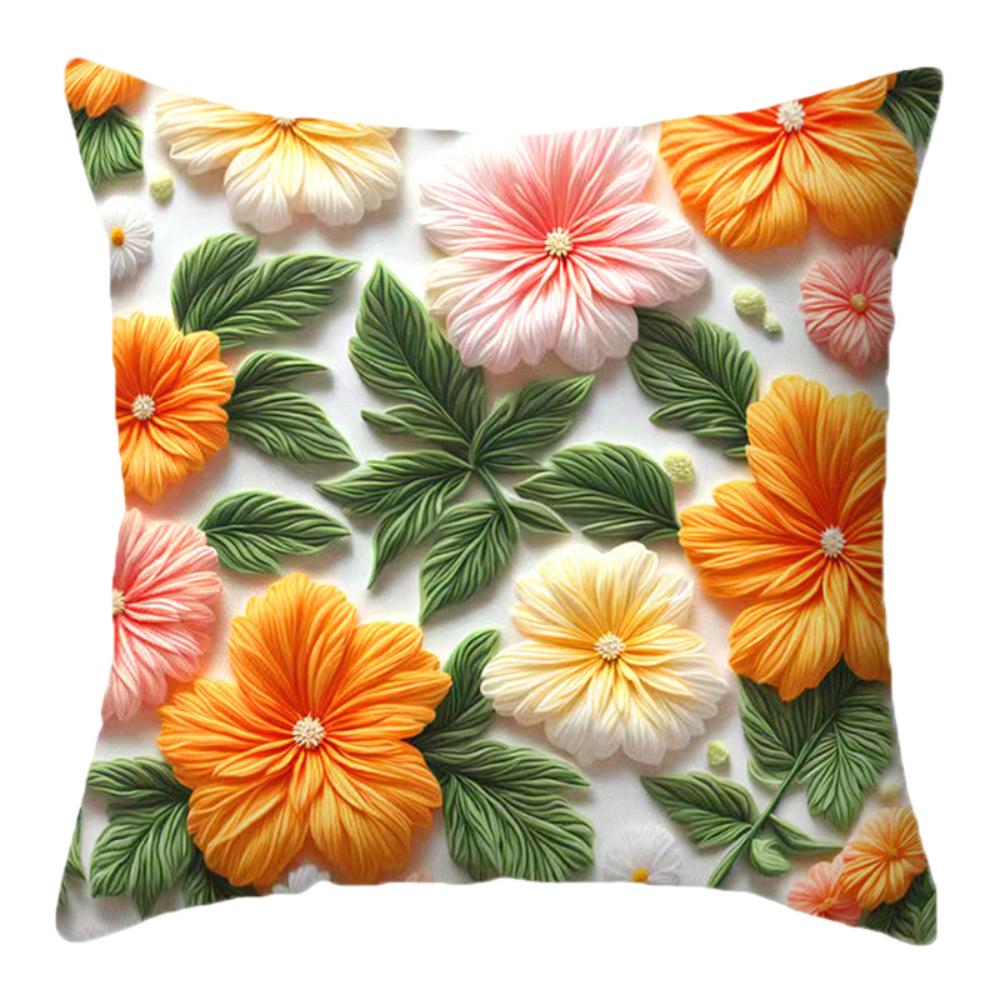 2D Floral Flowers Patters Pillowcase 45x45cm Butterfly Sofa Cushion Cover Lifelike Sunflower Pillow Cloth Cover Sofa Decor