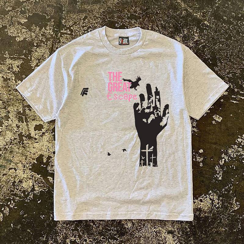 

Американське ретро хай-стріт футболка з коротким рукавом чоловіча високоякісна Жуань Шуай Омейі топ футболка модний бренд для пари 3XL світло-сірий колір