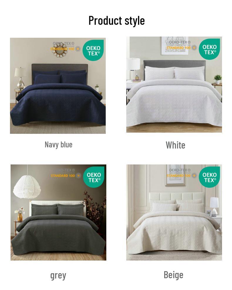 Ultrasonic Double-Sided Quilted Plaid Bedspread Set with Brushed Fabric