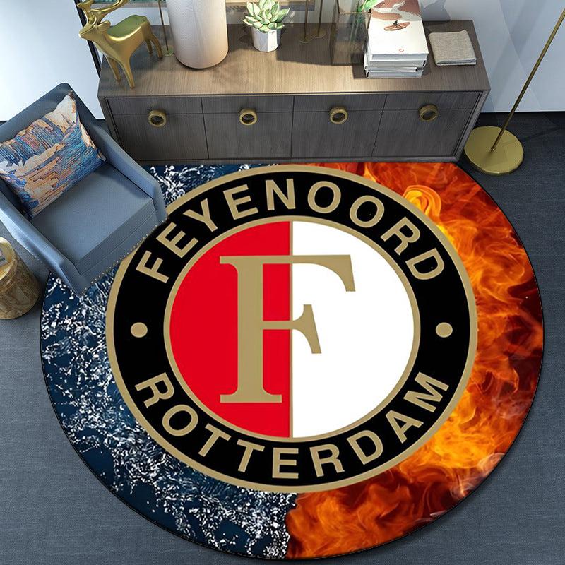 Feyenoord Rotterdam Crest Round Rug for Livingroom,Bedroom, Palyroom, Chair Rug, Area Rug, Circle Carpet, Fan Christmas Gift