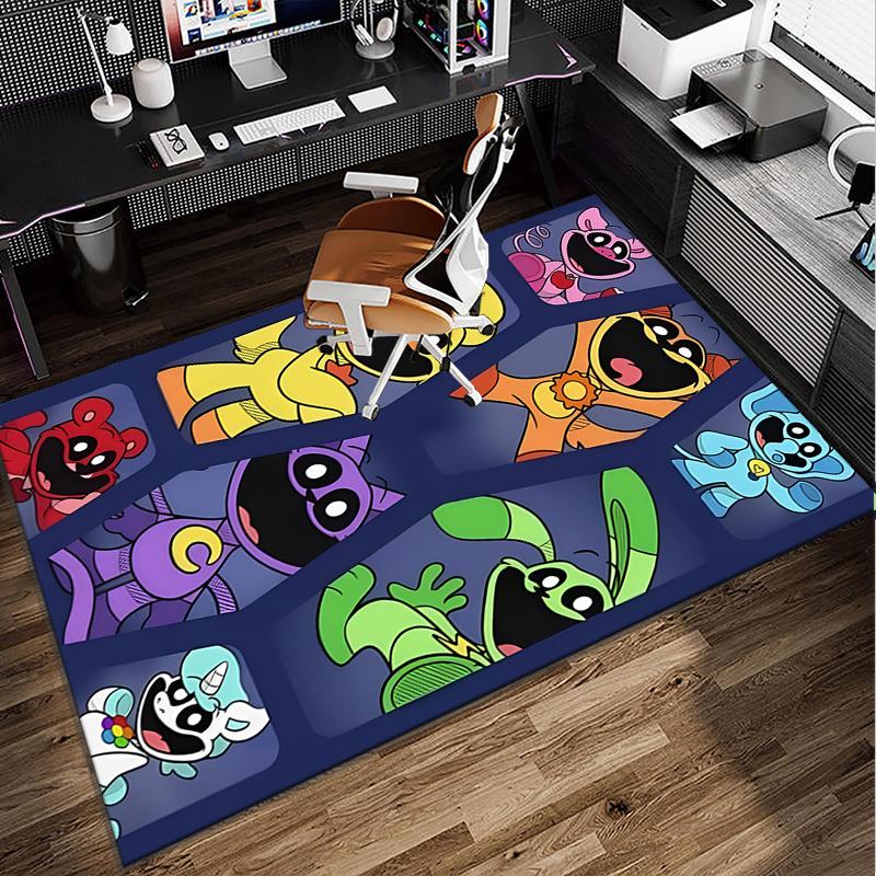 Happy smiling Cartoon Characters Office Rug Chair Mat, Game Carpet, Suitable for Front Door, Bedroom, Living Room, Desk, Holiday Gift