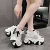 Fashion Women High Top Sneakers 2025 Spring Female Shoes Black White Chunky Sneaker Breathable Leather Wedge Shoes Zapatos Casual Mujer