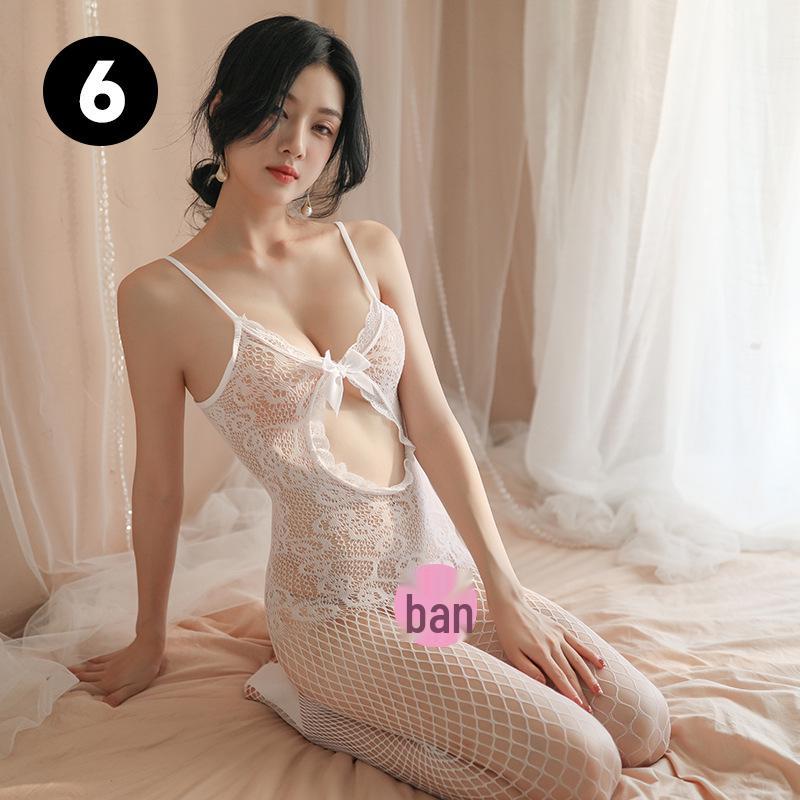 Sexy Fishnet Open Crotch Lingerie: Women's Elastic Stockings & Bodysuit