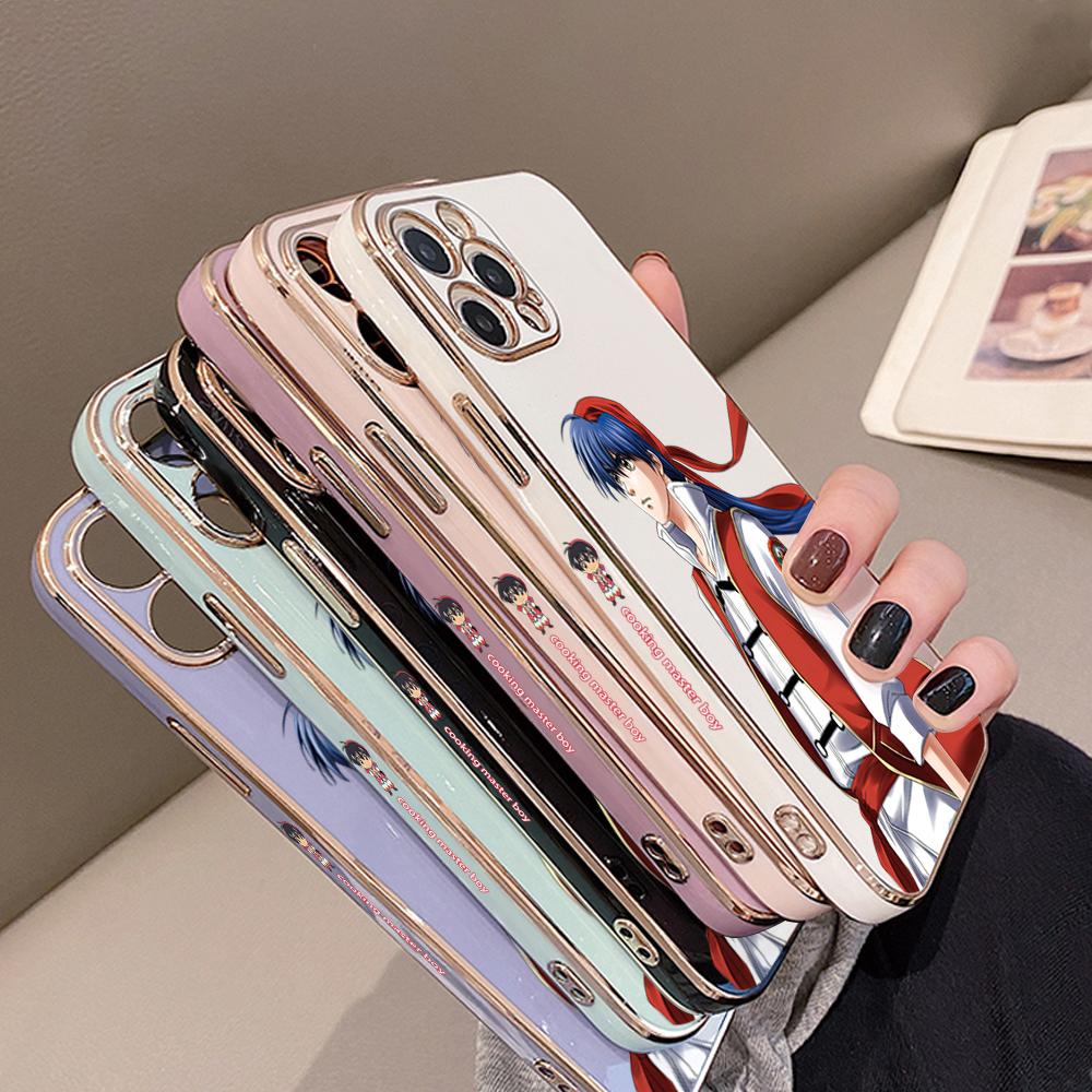 Japonské pouzdro na telefon Anime Plating pro iPhone 11 13 15 Samsung Galaxy A52 Xiaomi Redmi 12C Note 10 Pro Oneplus měkké obaly na smartphone