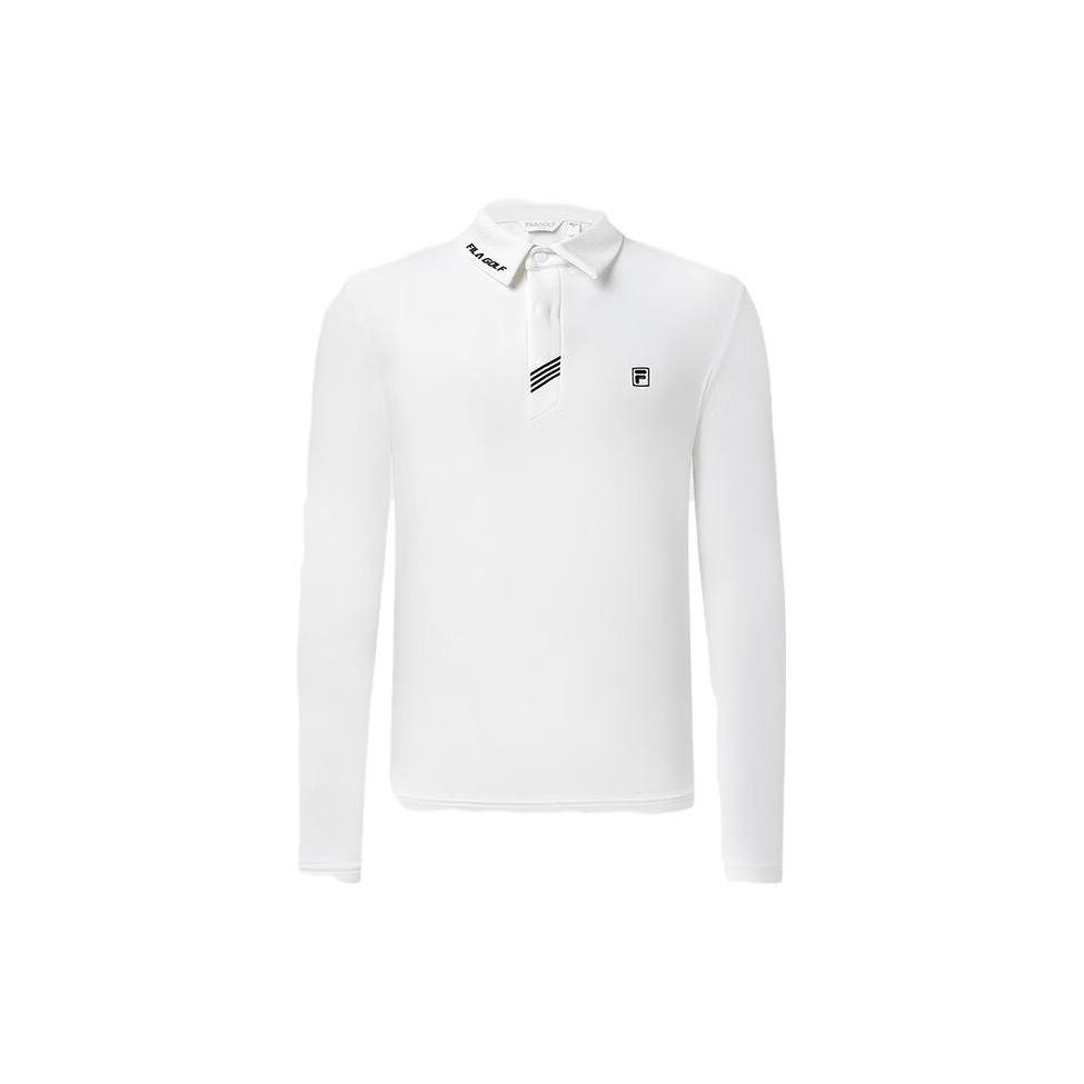 FILA Golf Series Solid Color Logo Pullover Long Sleeve Polo Shirt Men tops Jade-White A11M315204F-WT