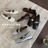 Lan Cabinet Home 2025 Französisch Silber Einzelne Schuhe Damen Kleine Lederschuhe Weiche Sohle Ein-Wort-Riemen Höhenverstärkende Mary Jane Schuhe