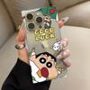 Clear Square Back Tube Case Protection For iPhone 13 11 14 Pro Max 16 ProMax 15 Plus 12 Anti-Oxygen,Crayon Shin-chan Pattern Casing