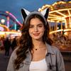 Plush Raccoon Ears and Tail Costume Set with Arched Ear Headbands, Two-Piece Animal Accessories for Cosplay and Costume Balls