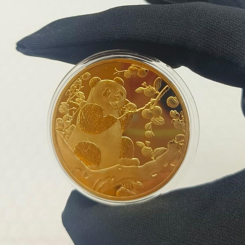 Panda Coins, Gold-plated and Silver Plated, Commemorative Medals, Metal Crafts, Panda Commemorative Medals, Small Gifts
