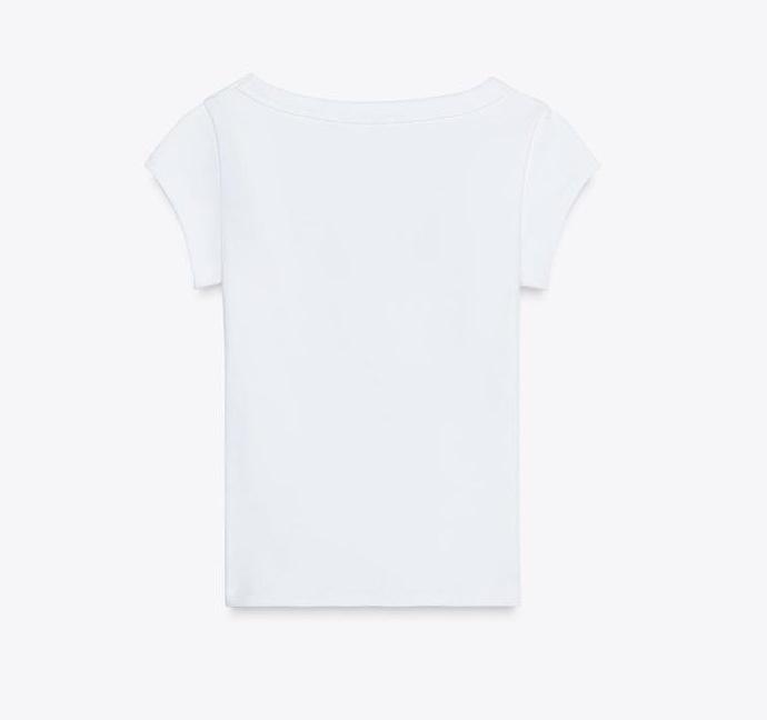 

Женская летняя милая и пикантная приталенная футболка с круглым вырезом из рубчатого хлопка, с короткими рукавами Small белый