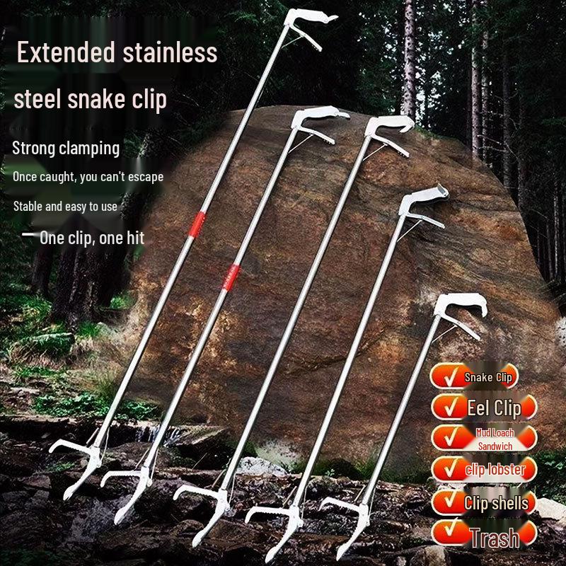 Telescopic Anti-Bite Stainless Steel Hook Pliers for Outdoor Use – Grabber & Beach Combing Tool.