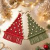 Christmas Tree Hanging Decorations Braided DIY Kit, Make 2 Cotton Rope Trees, Boho Knot Craft Materials Set with Wooden Beads And Star, Handmade Wall