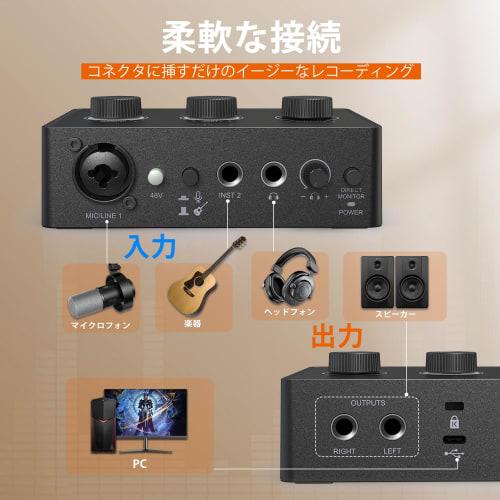 FIFINE USB Audio Interface, 2 Inputs, 2 Outputs, XLR Microphone Connection, Instrument Input Support, Audio Monitoring, Gain Control, 48V Phantom Powe