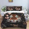 Blue Light Jungle White Tiger Animal Print Bedding Set (3-Piece) - Domineering White Tiger Pattern Duvet Cover and Pillowcase Se