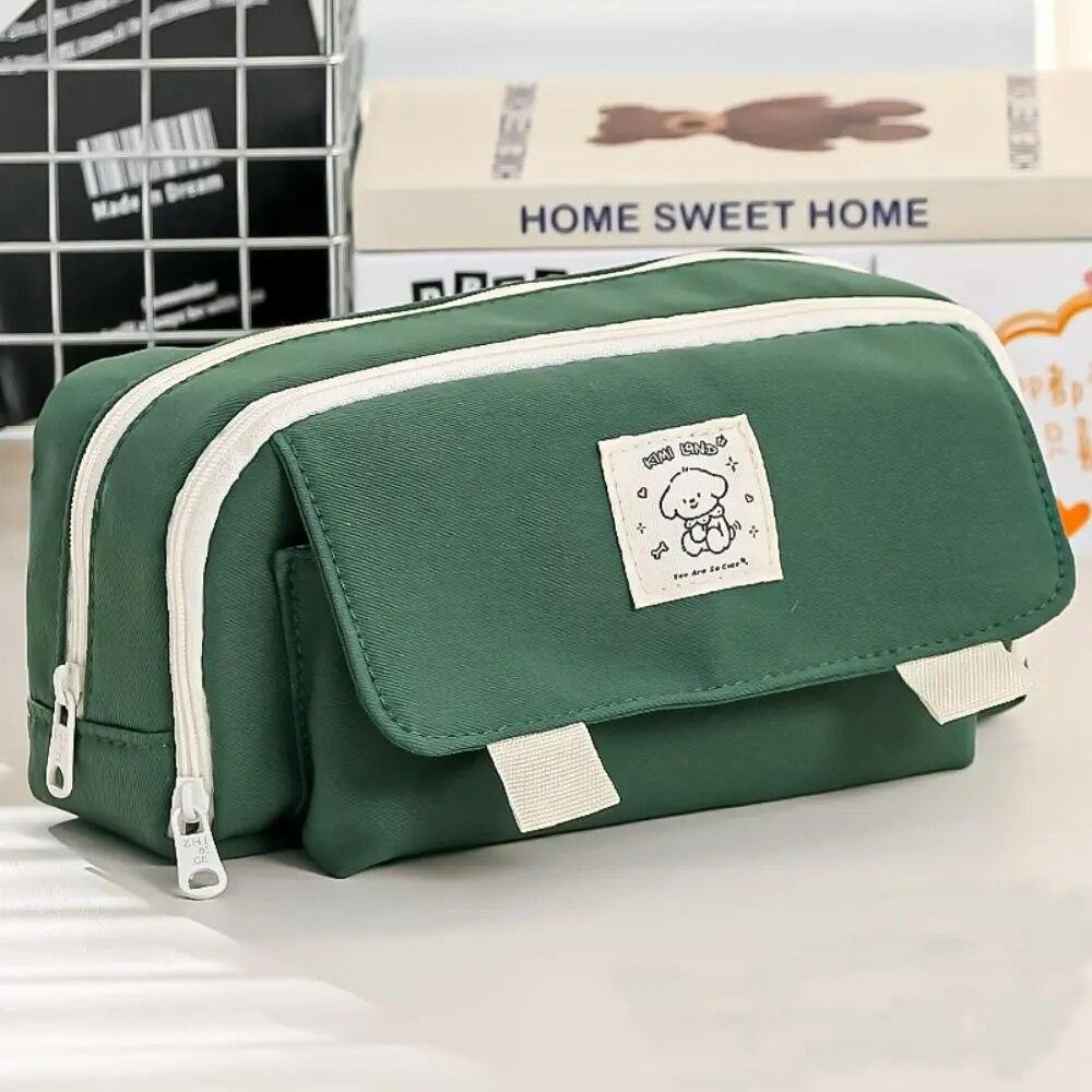 

Холщовая сумка-карандаш, креативный многофункциональный портативный чехол для ручек, канцелярский чехол большой емкости, школьные принадлежности для студентов зелёный