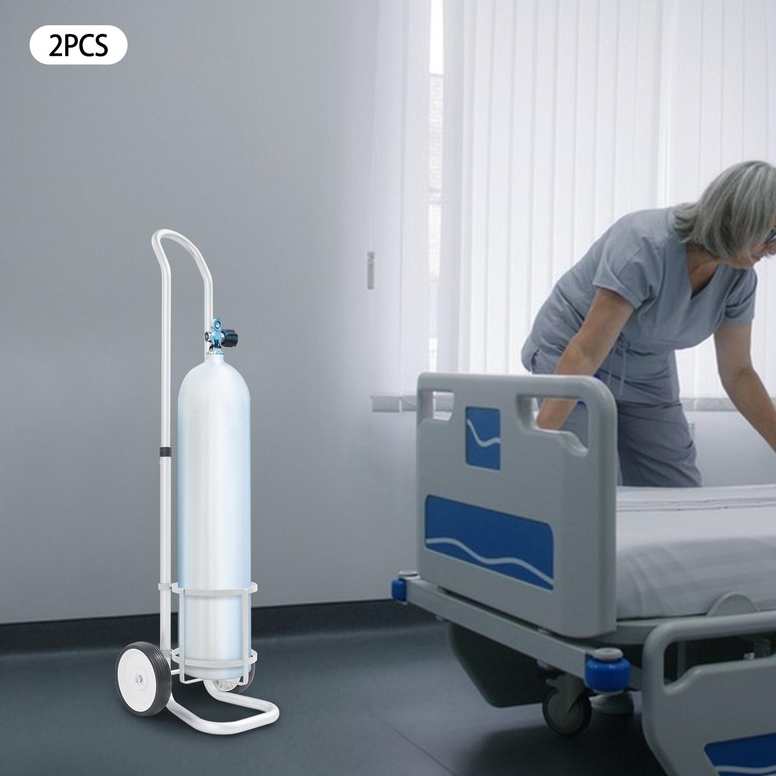 168мм 2шт Тележка-долли для кислородных баллонов из алюминиевого сплава, серебристая тележка для кислородных баллонов с регулируемой ручкой, свободностоящая для больниц серебряный