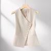 Frühling Herbst V-Ausschnitt Ärmellos Fortgeschrittene Damen Blazer Weste Mantel Einreihig Kurz Damen Anzug Weste Jacke