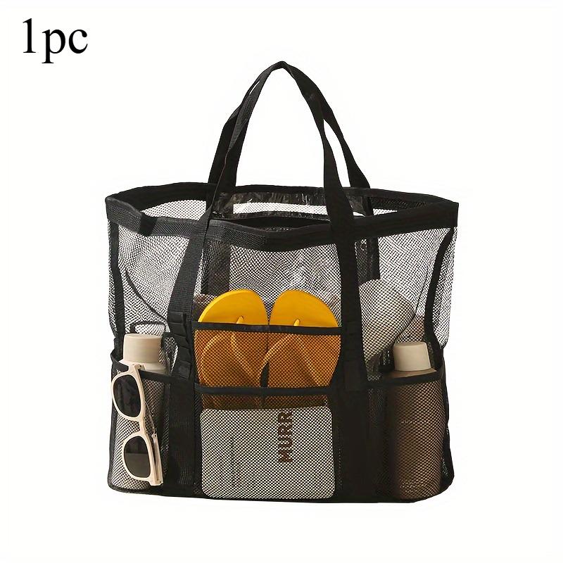 

Large Single-Shoulder Carry Mesh Shower Gym Swimming Bag Cosmetic Storage Tote Beach Handbag Portable Multi-Pocket Beach Bag