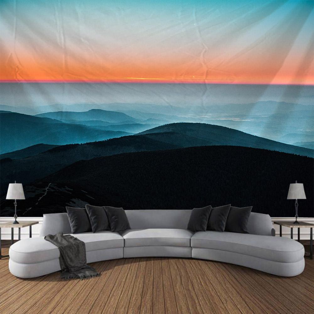 Mountains, Rivers, Forests, Sunrise Tapestry, Living Room, Bedroom, Dormitory, Art Background Cloth Poster For Wall Decoration