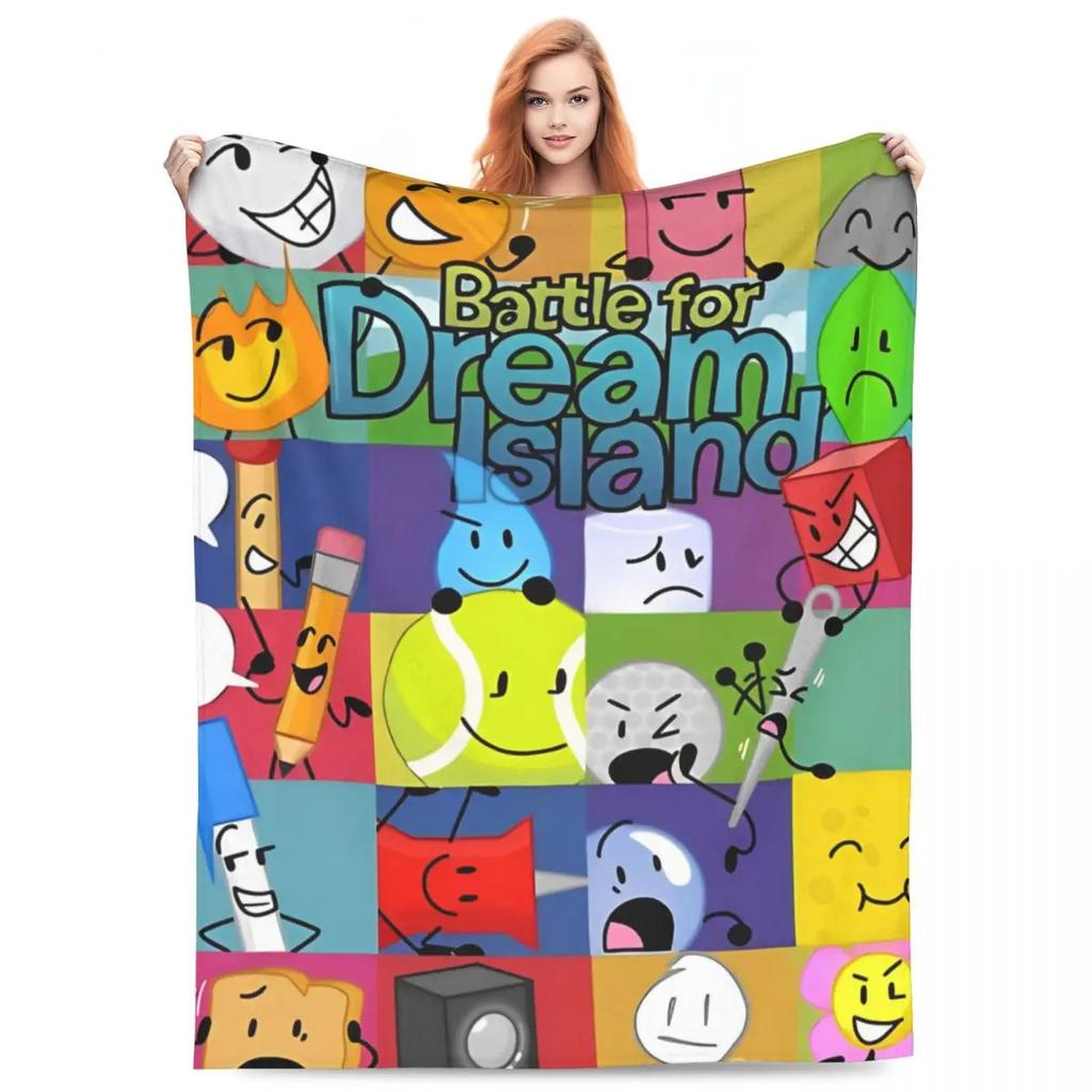 BFDI Inanimate Insanity Všichni postavy Super teplá deka Dekorační plyšová přehozová deka Grafická flanelová přehoz na pohovku/křeslo/postel