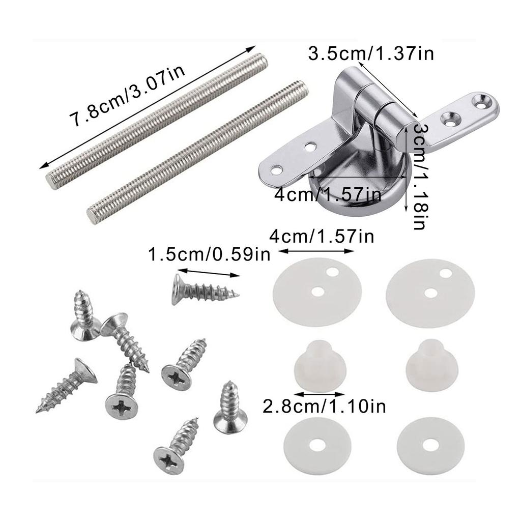 Zinc Alloy Toilet Seat Hinge with Bolts Screw and Nuts Adjustable Replacement Hinges for Flush Toilet Cover Enduring