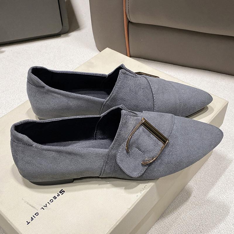 Spring and Autumn Footwear Plus Size Pointed Shoes Joker Flat-bottomed Soft Leather Women's Shoes