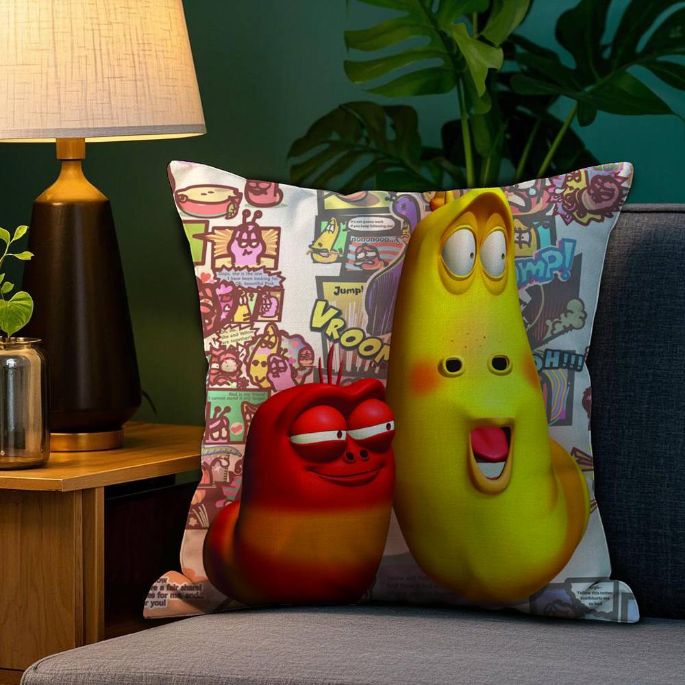 Funny L-Larva Cartoon Pillow Case Plush Fabric Soft Double Sided Print Sofa Cushion Cover Throw Pillow Covers