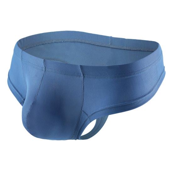 Men Summer Thong Low-rise Ice Silk Ribbed Briefs Solid Color High Elasticity Underwear