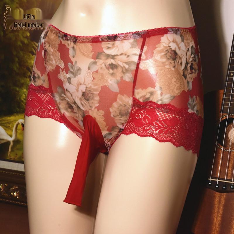 Little Matchmaker Men's Plus Size Mid-Waist Ice Silk Mesh Briefs - Triangle, Printed, Ultra-Thin & Sexy Underwear