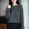 Jacquard Solid Color Thickened Base Layer, A New Round Neck and Versatile Knitted Sweater for Women In Autumn and Winter