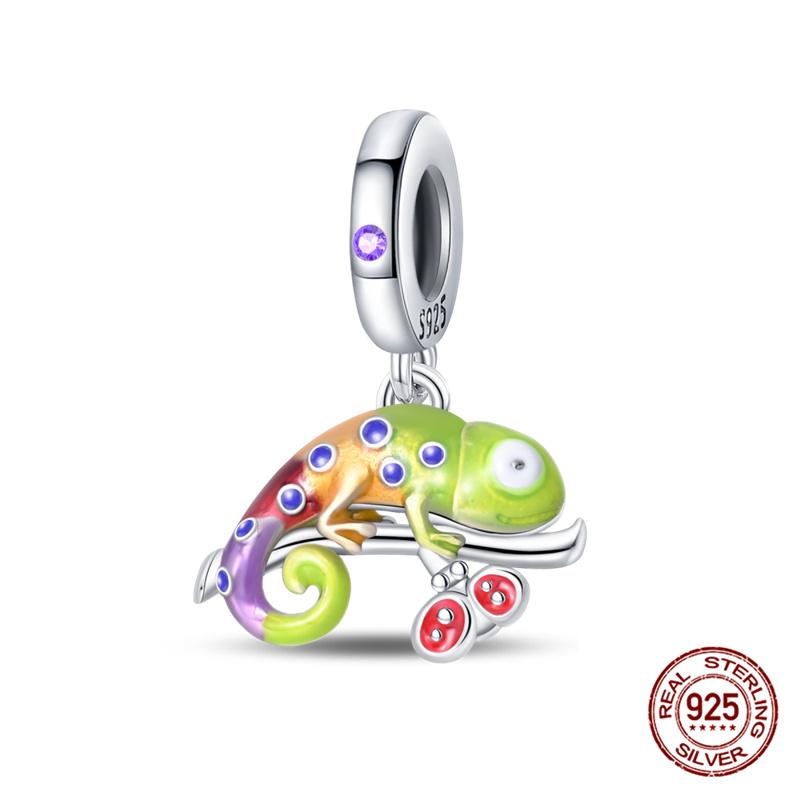 Original Charms Copper Luminous Chameleon Charms Beads Fits 3Mm Original Bracelet For Women Diy Fine Jewelry Gifts