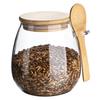 600ml Glass Storage Container, Airtight Coffee Canister with Bamboo Lid and Bamboo Spoon
