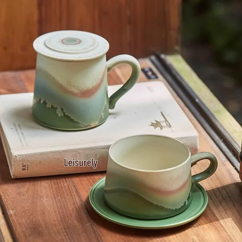 Xiangshang Elegant Mountain Green Crystal Coffee & Mug Set