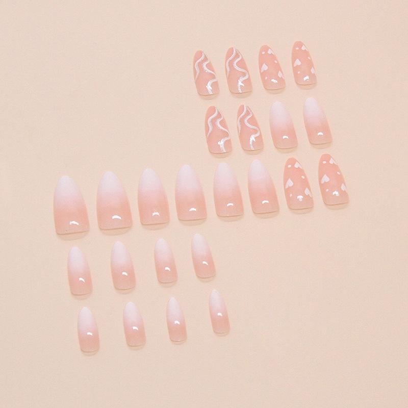 Künstliche Nägel, Liebe, allmähliche Veränderung, tragender Nagel, abnehmbares Nagelstück, einfache Linie, feiner Blitz, Nagelpflaster, 24 Stück