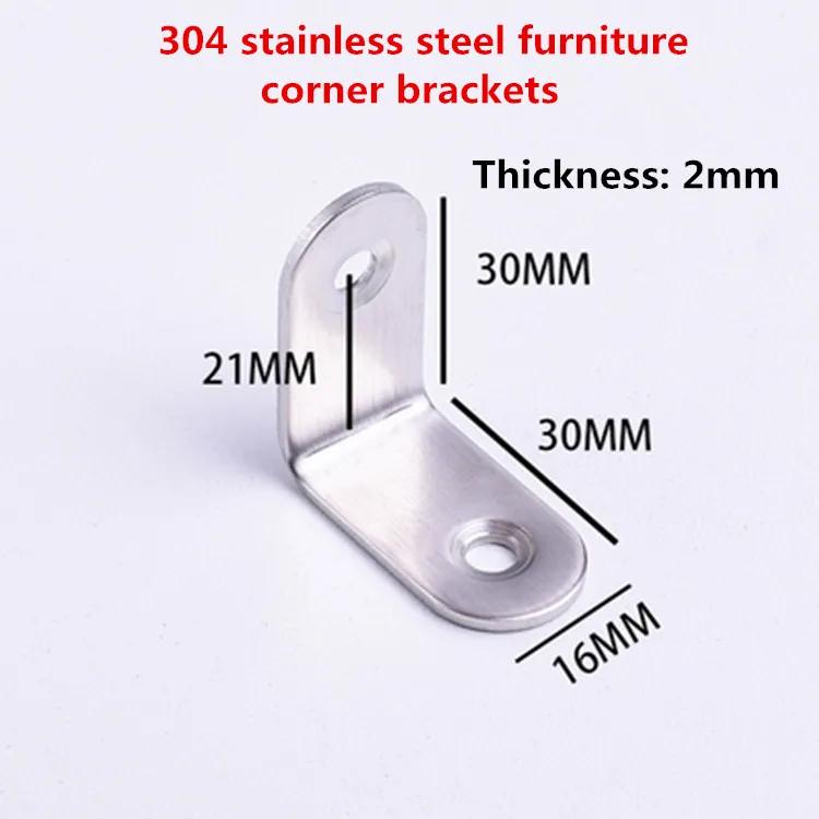 5pcs Stainlesss Steel L-shaped Corner Code 90 Degree Right Angle Bracket Furniture Stable Connector Accessories 20-50mm