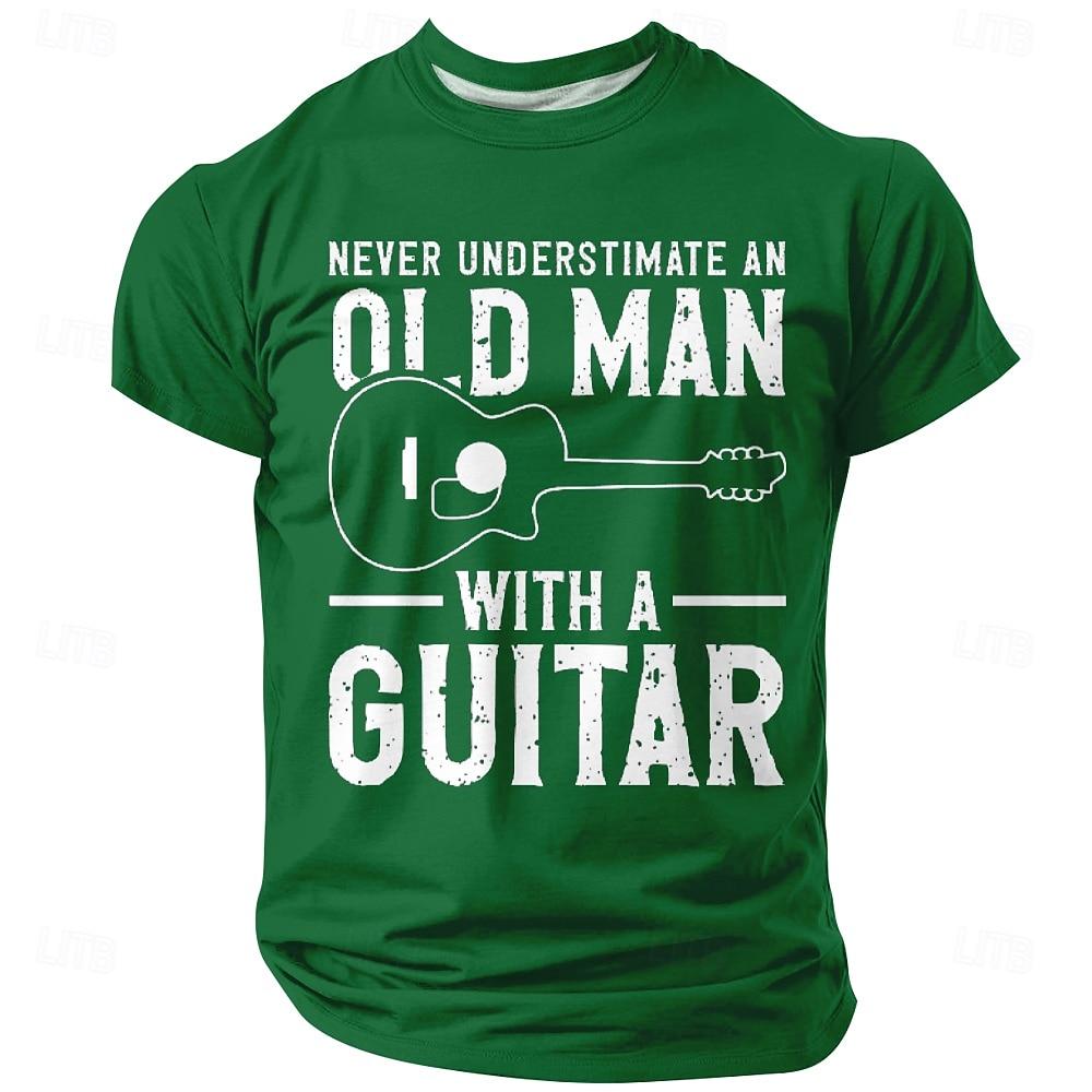Men's Acoustic Guitar Tree of Life Graphic T-Shirt Nature Roots Surreal Music Art Folk Musician Gift Sunset