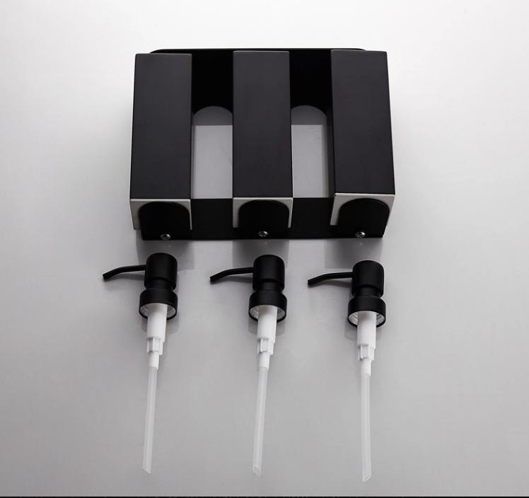 Dispensador Triple de Jabón Líquido de Pared, Dispensador de Champú para Ducha con Cámara de Acero Inoxidable para Baño Hogar Hotel