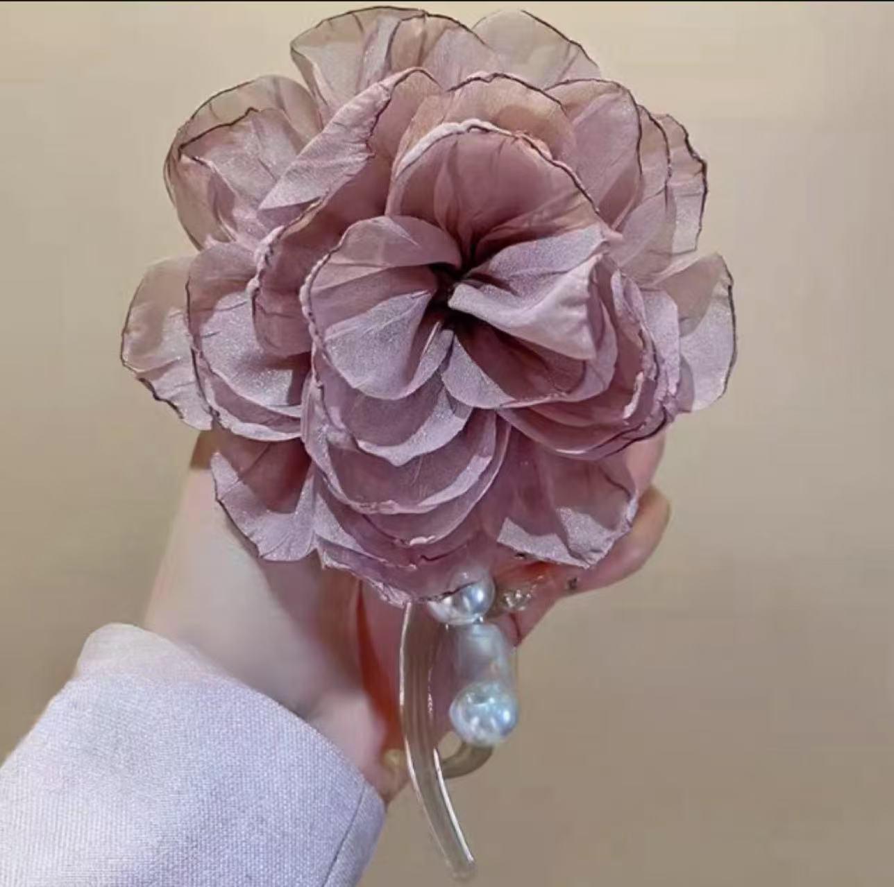 2025 Summer High-End Hong Kong Floral Twist Hair Clip for Buns